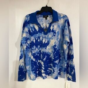 Charter club Cashmere 100% luxury size M blue pull over sweater NWT